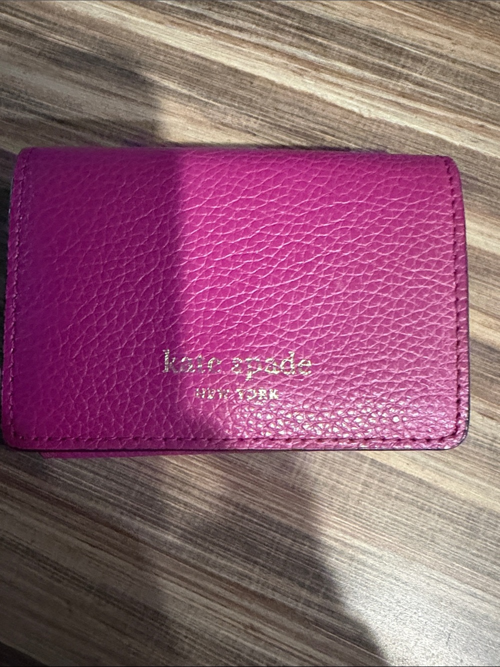 kate spade Pebbled Leather Card & Key Holder in Fuchsia